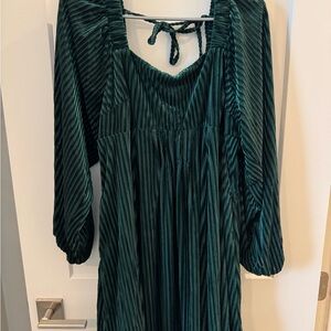 Elegant Green Smocked Babydoll Dress